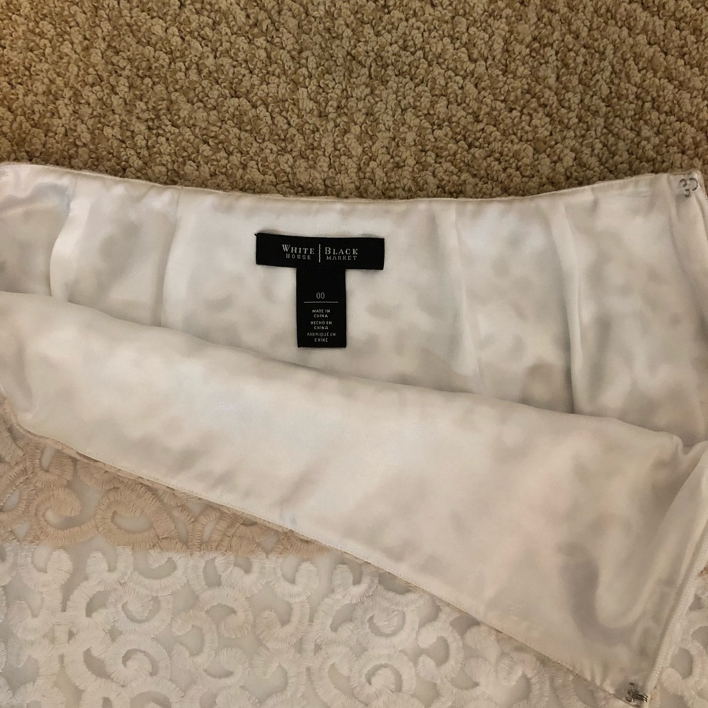 WHBM Stripe Lace Pencil Skirt NWOT Sz 00 Tan White - Picture 6 of 10